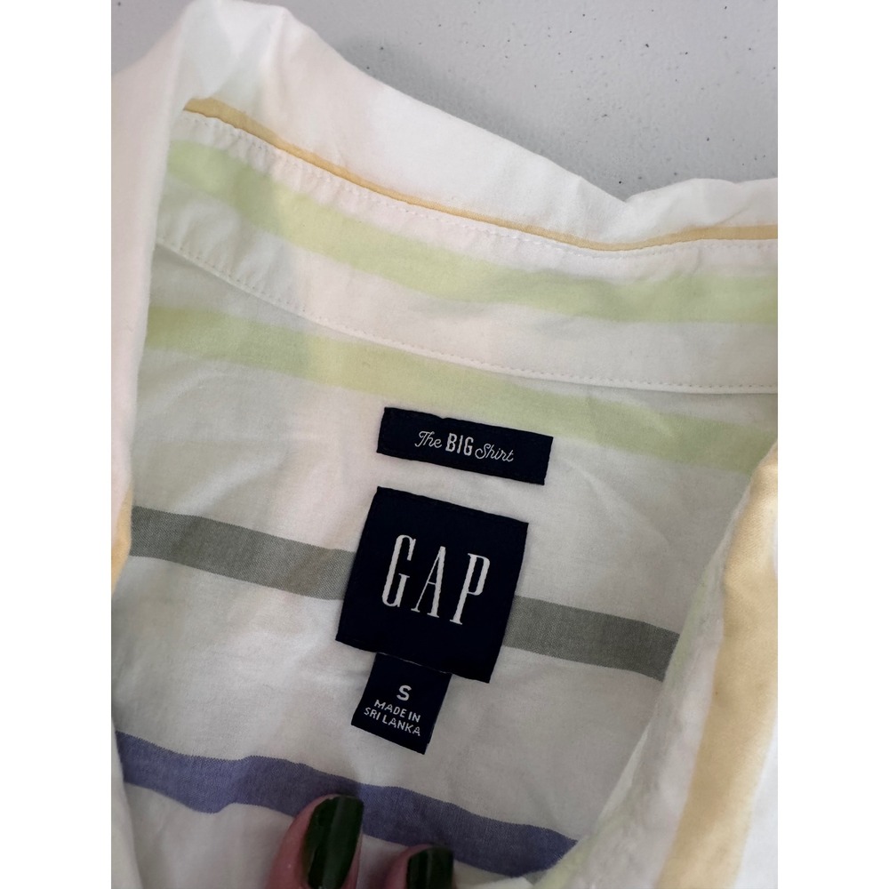 Gap The Big Shirt Pastel Rainbow Stripe Cotton Button Down Oversized Small pp - Picture 6 of 8
